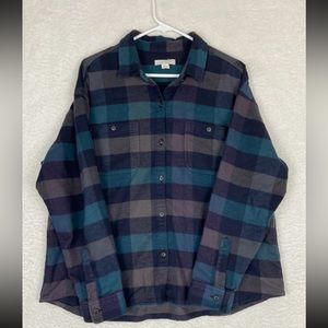 OuterKnown Women's Medium Cotton Long Sleeve Button Up Flannel Shirt.